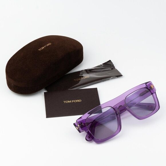Tom Ford FAUSTO Women Sunglasses Transparent Violet Square FT0711/S 81Y
